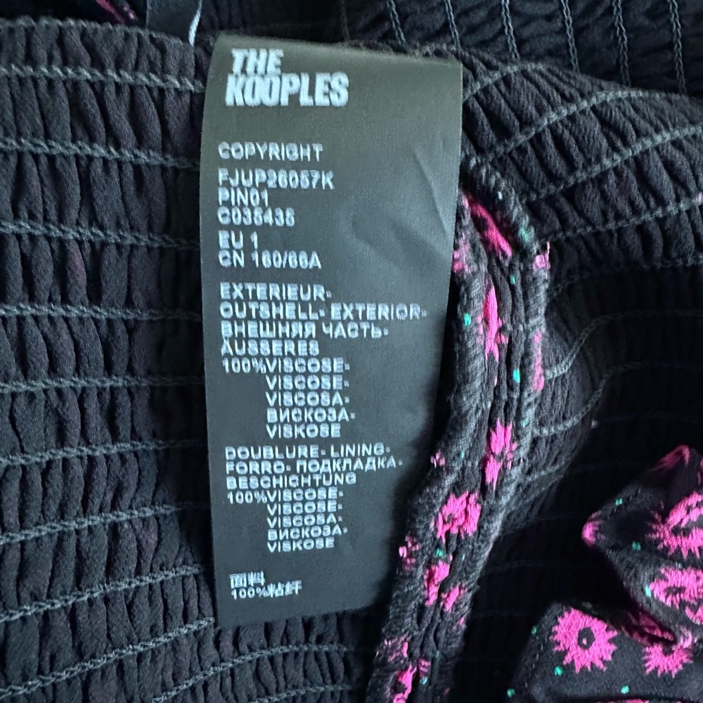 NWT | The Kooples | Black and Pink Daisy Dots | Ruched Mini Skirt - Picture 9 of 10